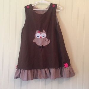 Girls Brown Dress with Appliqué